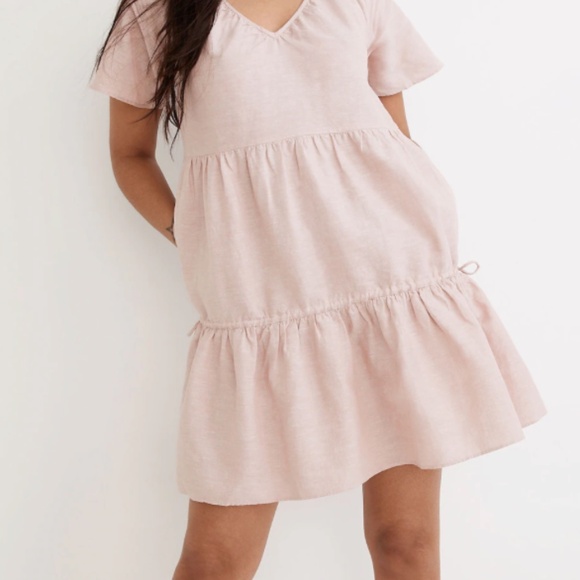 Madewell Linen-Blend Lorelai Mini Dress, S, Dusty Blush - Picture 1 of 11
